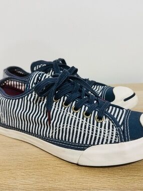 Converse Striped Navy and White Low-Top Sneakers